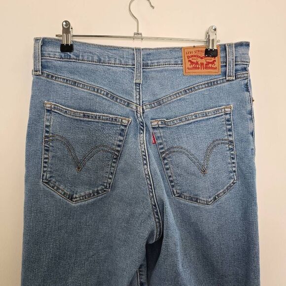 Levi's Ribcage Ankle Jeans Women's 29 Blue Denim Distressed Button Fly Straight - Picture 6 of 7